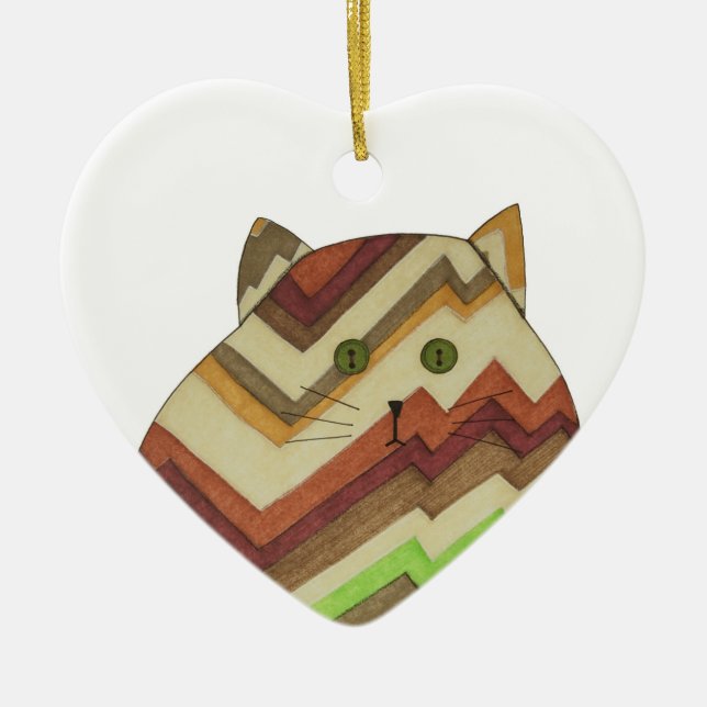 Cerâmica Ornamento cerâmico de Gato Gordo (Frente)