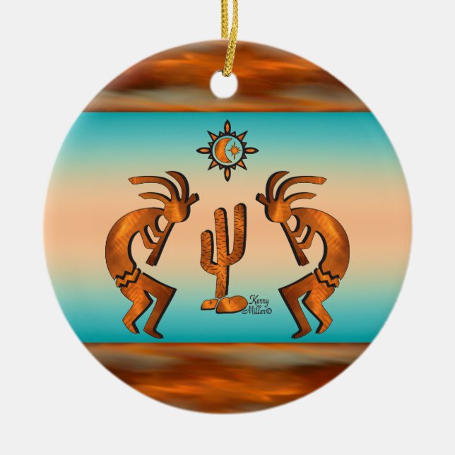 Cerâmica Ornamento Cerâmico de Kokopelli no Sudoeste (Frente)