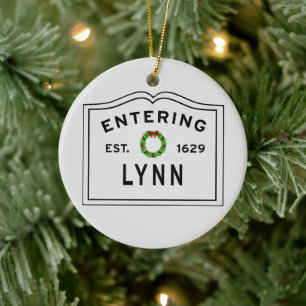 Cerâmica Ornamento Cerâmico de Lynn Holiday Wreath