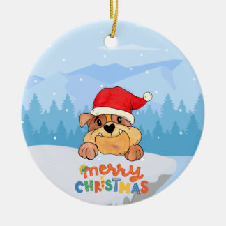 Cerâmica Ornamento Cerâmico de Natal da Santa Hat Puppy Sno
