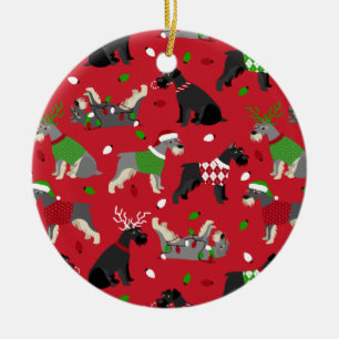 Cerâmica Ornamento Cerâmico de Natal Schnauzer