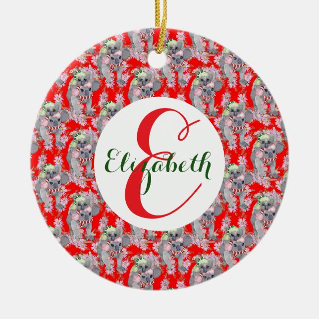 Cerâmica Ornamento Cerâmico de Natal Vermelho da Família Ko (Frente)