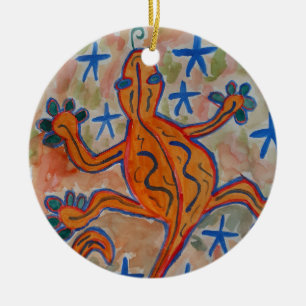 Cerâmica Ornamento cerâmico de Orange Gecko