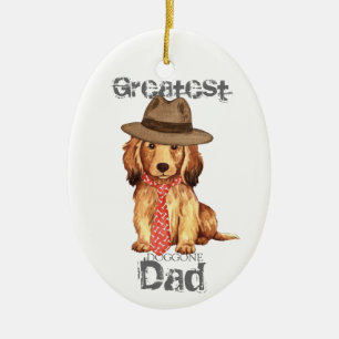 Cerâmica Ornamento cerâmico de Pai Dachshund de Cabelos lon