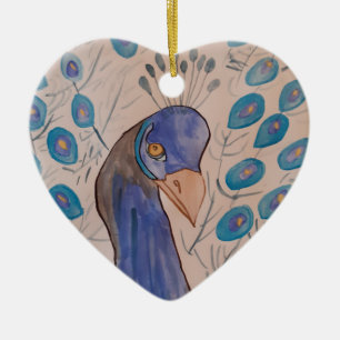 Cerâmica Ornamento Cerâmico de Peacock Blue