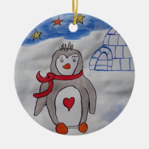 Cerâmica Ornamento Cerâmico de Pinguim-Neve Inverno