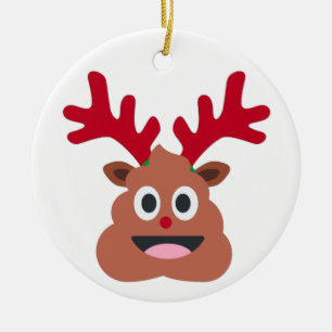 Cerâmica ornamento cerâmico de renas poo emoji do xmas