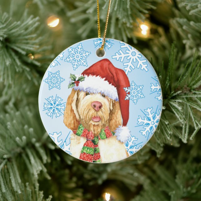 Cerâmica Ornamento cerâmico de Spinone Italiano de Natal (Árvore)