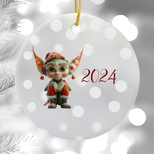 Cerâmica Ornamento Cerâmico do Elf de Natal Goblin (Criador carregado)