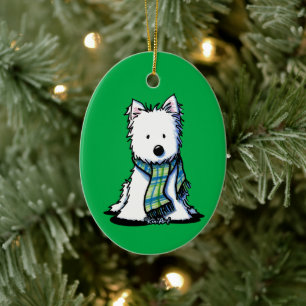 Cerâmica Ornamento Cerâmico do Westie de inverno