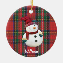 Ornamento cerâmico personalizado do boneco de neve