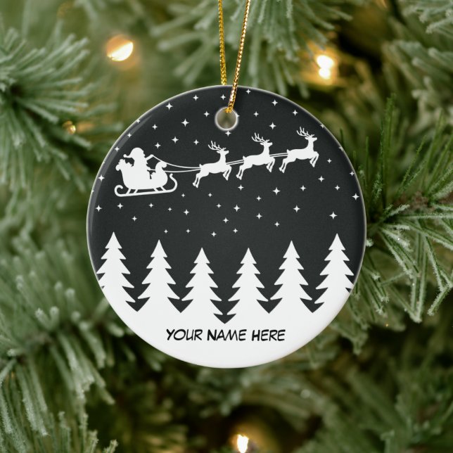 Cerâmica Ornamento cerâmico personalizável da noite de Nata (Árvore)