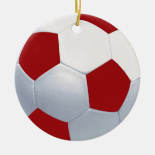 Cerâmica Ornamento cerâmico vermelho e branco da bola de