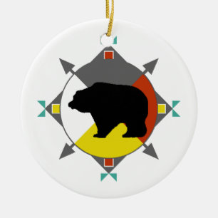 Cerâmica Ornamento Cherokee do urso de quatro sentidos