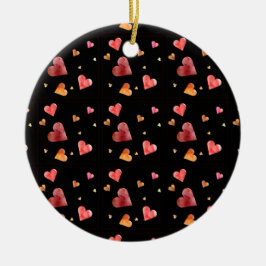 Cerâmica Ornamento Colorido de Corações de Aquarelas