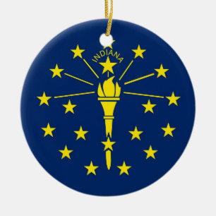 Cerâmica Ornamento com a bandeira de Indiana