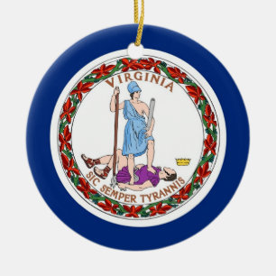 Cerâmica Ornamento com a bandeira de Virgínia