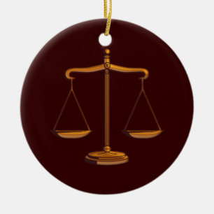 Cerâmica Ornamento com as escalas de justiça