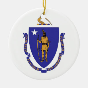 Cerâmica Ornamento com bandeira de Massachusetts