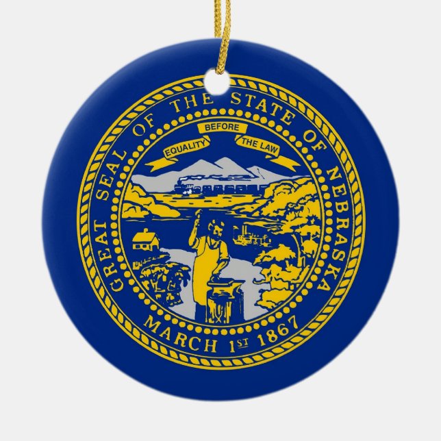 Cerâmica Ornamento com bandeira de Nebraska (Frente)