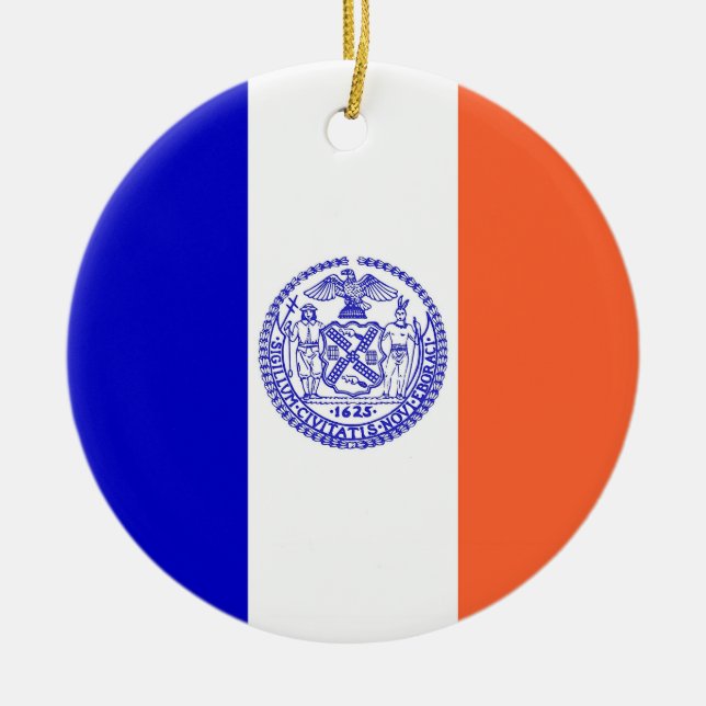Cerâmica Ornamento com bandeira de Nova Iorque (Frente)