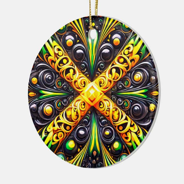 Cerâmica Ornamento com Design de cores jamaicanas (Esquerda)