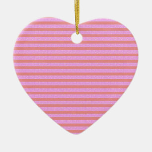 Cerâmica Ornamento Coração de Stripe Rosa