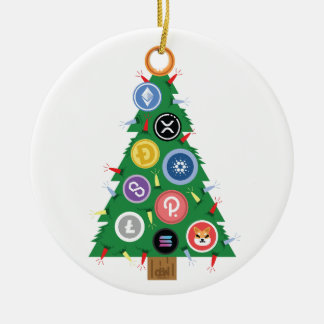 Cerâmica Ornamento Criptomoeda de Árvore de Natal Crypto
