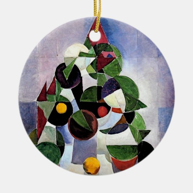 Cerâmica ornamento da árvore de Natal abstrato (Frente)