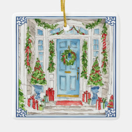 Cerâmica Ornamento da Árvore de Natal com Aquarela de Natal