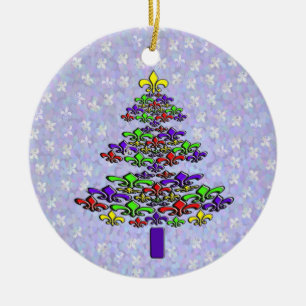 Cerâmica Ornamento da árvore de Natal da flor de lis de