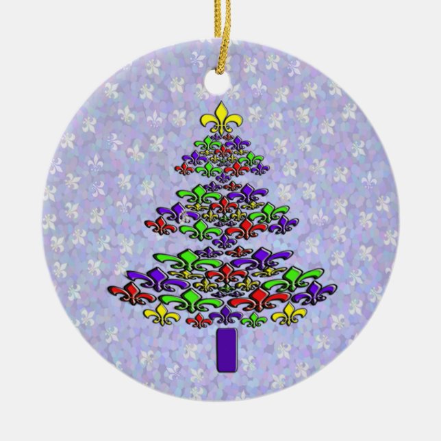 Cerâmica Ornamento da árvore de Natal da flor de lis de (Frente)