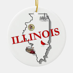 Cerâmica Ornamento da árvore de Natal de Illinois