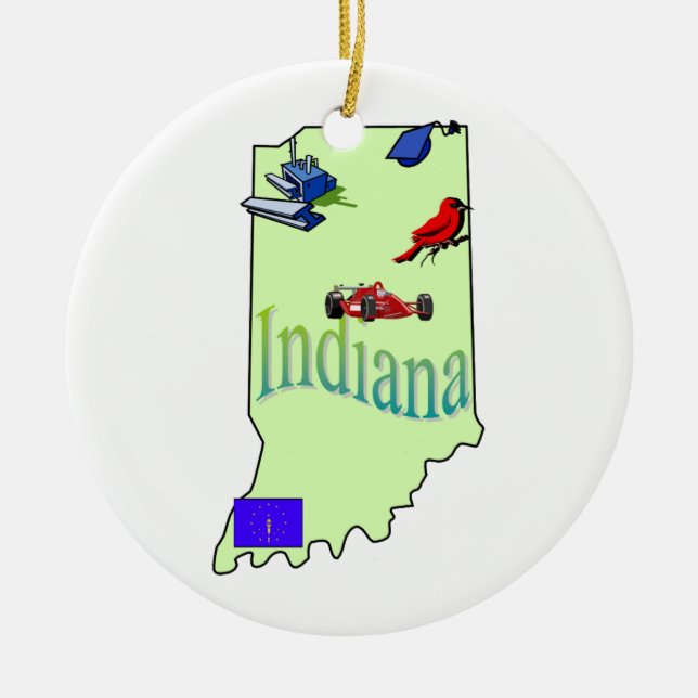 Cerâmica Ornamento da árvore de Natal de Indiana (Frente)