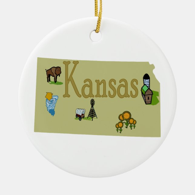 Cerâmica Ornamento da árvore de Natal de Kansas (Frente)