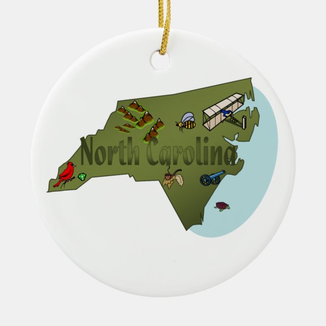 Cerâmica Ornamento da árvore de Natal de North Carolina (Frente)