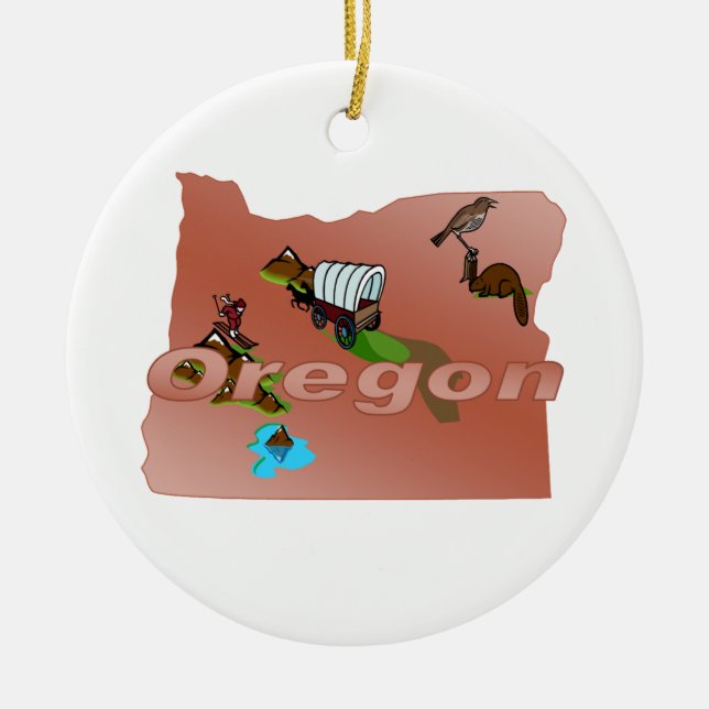 Cerâmica Ornamento da árvore de Natal de Oregon (Frente)