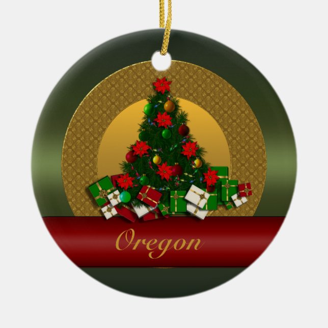 Cerâmica Ornamento da árvore de Natal de Oregon (Frente)