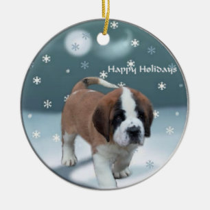 Cerâmica Ornamento da árvore de Natal de St Bernard