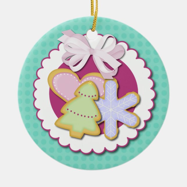Cerâmica Ornamento da árvore de Natal dos biscoitos do (Frente)