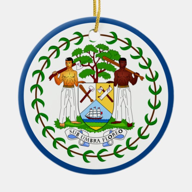 Cerâmica Ornamento da bandeira de Belize (Frente)