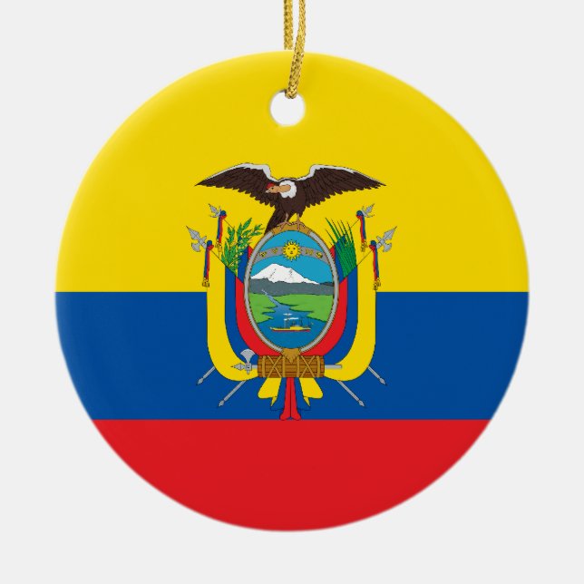 Cerâmica Ornamento da bandeira de Equador (Frente)