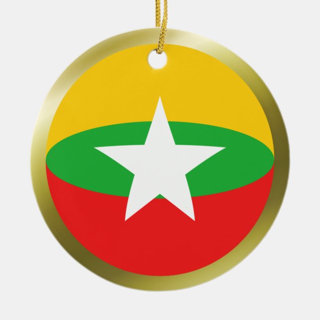Cerâmica Ornamento da Bandeira de Myanmar (Frente)
