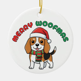 Cerâmica Ornamento da Beagle de Natal: Feliz Woofmas