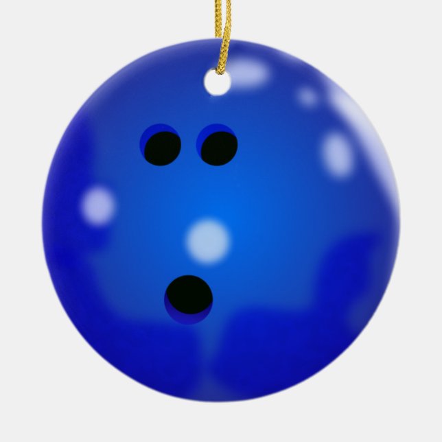 Cerâmica Ornamento da bola de boliche (azul) (Frente)