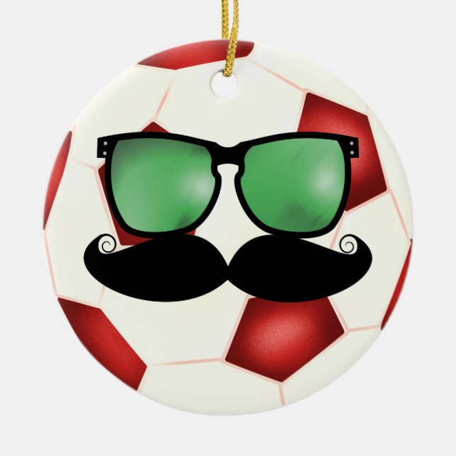 Cerâmica Ornamento da bola de futebol do bigode (Frente)
