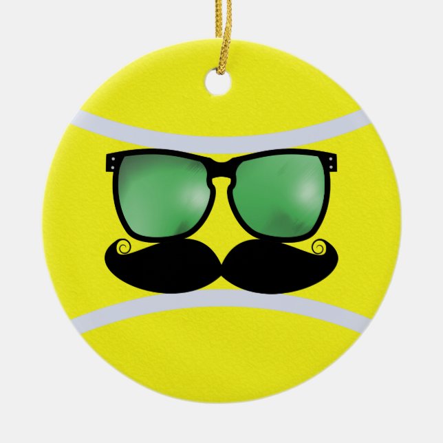 Cerâmica Ornamento da bola de tênis do bigode (Frente)