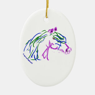 Cerâmica Ornamento da cabeça de cavalo Feliz Natal