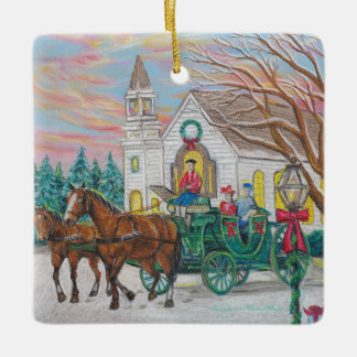 Cerâmica Ornamento da Carruagem de Natal