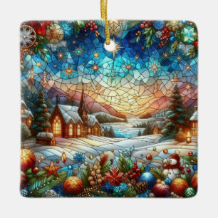 Cerâmica Ornamento da Cena de Natal de Vidro Estreito